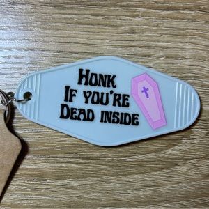 Honk if you’re dead inside 💀 keychain - light blue